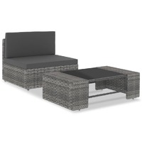  2 Piece Garden Lounge Set Poly Rattan Grey