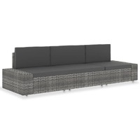  Sectional Sofa 3-Seater Poly Rattan Grey