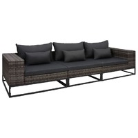  3 Piece Garden Sofa Set with Cushions Poly Rattan Grey