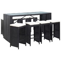  9 Piece Outdoor Bar Set Poly Rattan Black