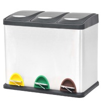  Recycling Pedal Bin Garbage Trash Bin Stainless Steel 24 L
