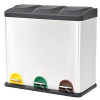  Recycling Pedal Bin Garbage Trash Bin Stainless Steel 54 L