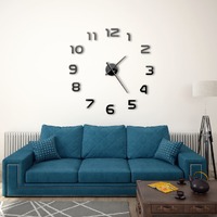  3D Wall Clock Modern Design 100 cm XXL Black