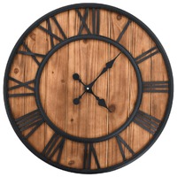  Vintage Wall Clock with Quartz Movement Wood and Metal 60 cm XXL