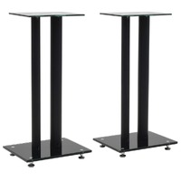  Speaker Stands 2 pcs Tempered Glass 2 Pillars Design Black