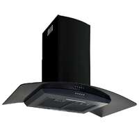  Wall Mounted Range Hood Stainless Steel 756 m³/h 90 cm Black