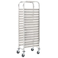  Kitchen Trolley for 16 Trays 38x55x163 cm Stainless Steel