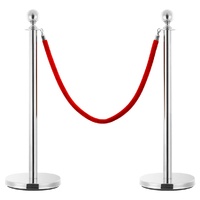  Stanchion Stand Rope Red and Silver Velvet