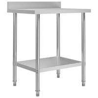  Kitchen Work Table with Backsplash 80x60x93 cm Stainless Steel