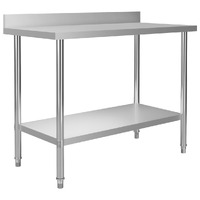  Kitchen Work Table with Backsplash 120x60x93 cm Stainless Steel