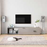  Speaker Stands 2 pcs Silver Tempered Glass 3 Pillars Design