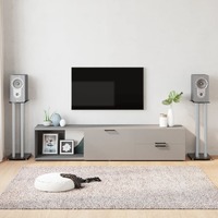  Speaker Stands 2pcs Black&amp;Silver Tempered Glass 3 Pillars Design