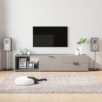  Speaker Stands 2 pcs Black&amp;Silver Tempered Glass 1 Pillar Design
