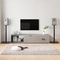  Speaker Stands 2 pcs Black Tempered Glass 1 Pillar Design