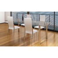  Dining Chairs 4 pcs White Faux Leather