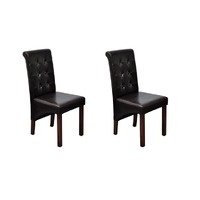  Dining Chairs 2 pcs Brown Faux Leather