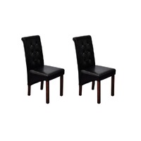  Dining Chairs 2 pcs Black Faux Leather