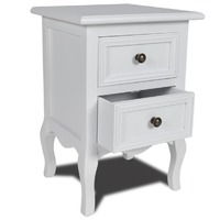  Nightstand with 2 Drawers MDF White
