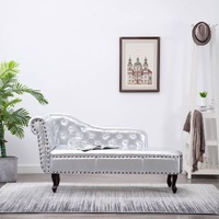  Chaise Longue Silver Faux Leather