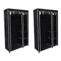  Wardrobes 2 pcs Black Fabric