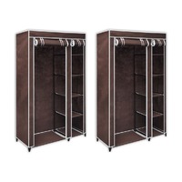  Fabric Wardrobes 2 pcs Brown