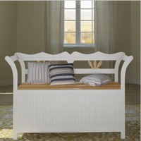  Storage Bench 126x42x75 cm Wood White