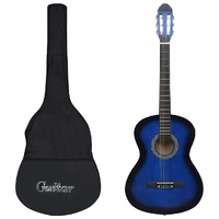  12 Piece Classical Guitar Beginner Set Blue 4/4 39&quot;