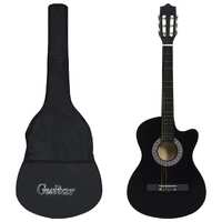  12 Piece Western Classical Guitar Set with 6 Strings Black 38&quot;
