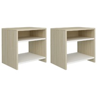  Bedside Cabinets 2 pcs White and Sonoma Oak 40x30x40 cm