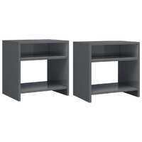  Bedside Cabinets 2 pcs High Gloss Grey 40x30x40 cm Engineered Wood