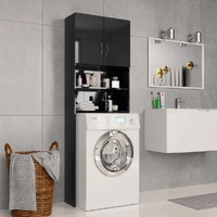  Washing Machine Cabinet High Gloss Black 64x25.5x190 cm