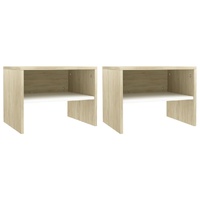 Bedside Cabinets 2 pcs White and Sonoma Oak 40x30x30 cm