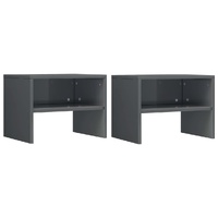  Bedside Cabinets 2 pcs High Gloss Grey 40x30x30 cm Engineered Wood