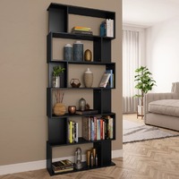  Book Cabinet/Room Divider Black 80x24x192 cm Engineered Wood