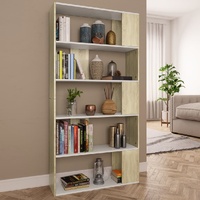  Book Cabinet/Room Divider White and Sonoma Oak 80x24x159 cm