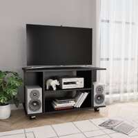  TV Cabinet with Castors Black 80x40x45 cm Engineered Wood