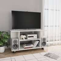  TV Cabinet with Castors High Gloss White 80x40x45 cm Engineered Wood