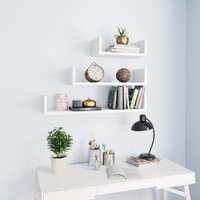  Wall Display Shelf 3 pcs White Engineered Wood