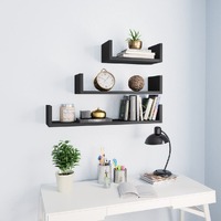  Wall Display Shelf 3 pcs Grey Engineered Wood
