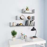  Wall Display Shelf 3 pcs Concrete Grey Engineered Wood