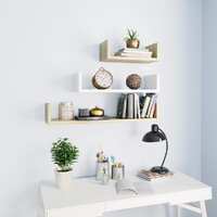  Wall Display Shelf 3 pcs White and Sonoma Oak Engineered Wood