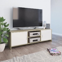  TV Cabinet White and Sonoma Oak 120x30x37.5 cm Engineered Wood