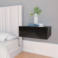  Floating Nightstands 2 pcs High Gloss Black 40x30x15 cm Engineered Wood