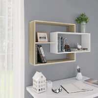  Wall Shelves White and Sonoma Oak 104x20x58.5 cm Engineered Wood