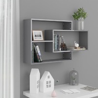  Wall Shelves High Gloss Grey 104x20x58.5 cm Engineered Wood