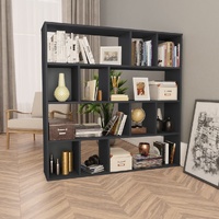  Room Divider/Book Cabinet High Gloss Black 110x24x110 cm Engineered Wood