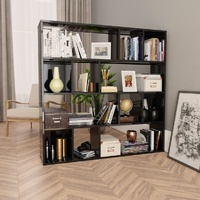  Room Divider/Book Cabinet High Gloss Grey 110x24x110 cm Engineered Wood