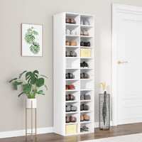  Shoe Cabinet White 54x34x183 cm Engineered Wood