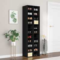  Shoe Cabinet Black 54x34x183 cm Engineered Wood