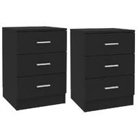  Bedside Cabinets 2 pcs Black 38x35x56 cm Engineered Wood